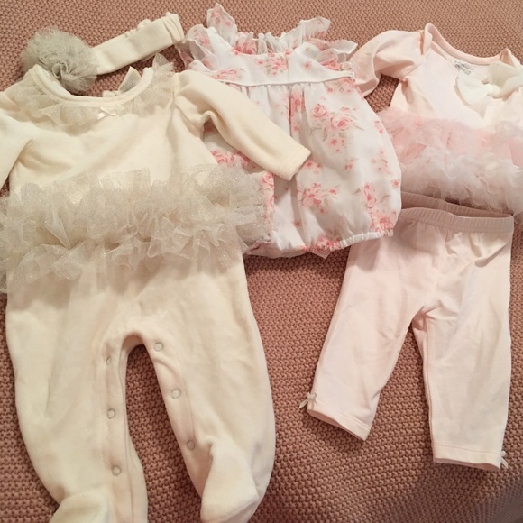 First Impressions Other - 3 Baby Girl Outfits Pink Floral 0-3 months Tutu One Piece Macy’s Lot Bundle